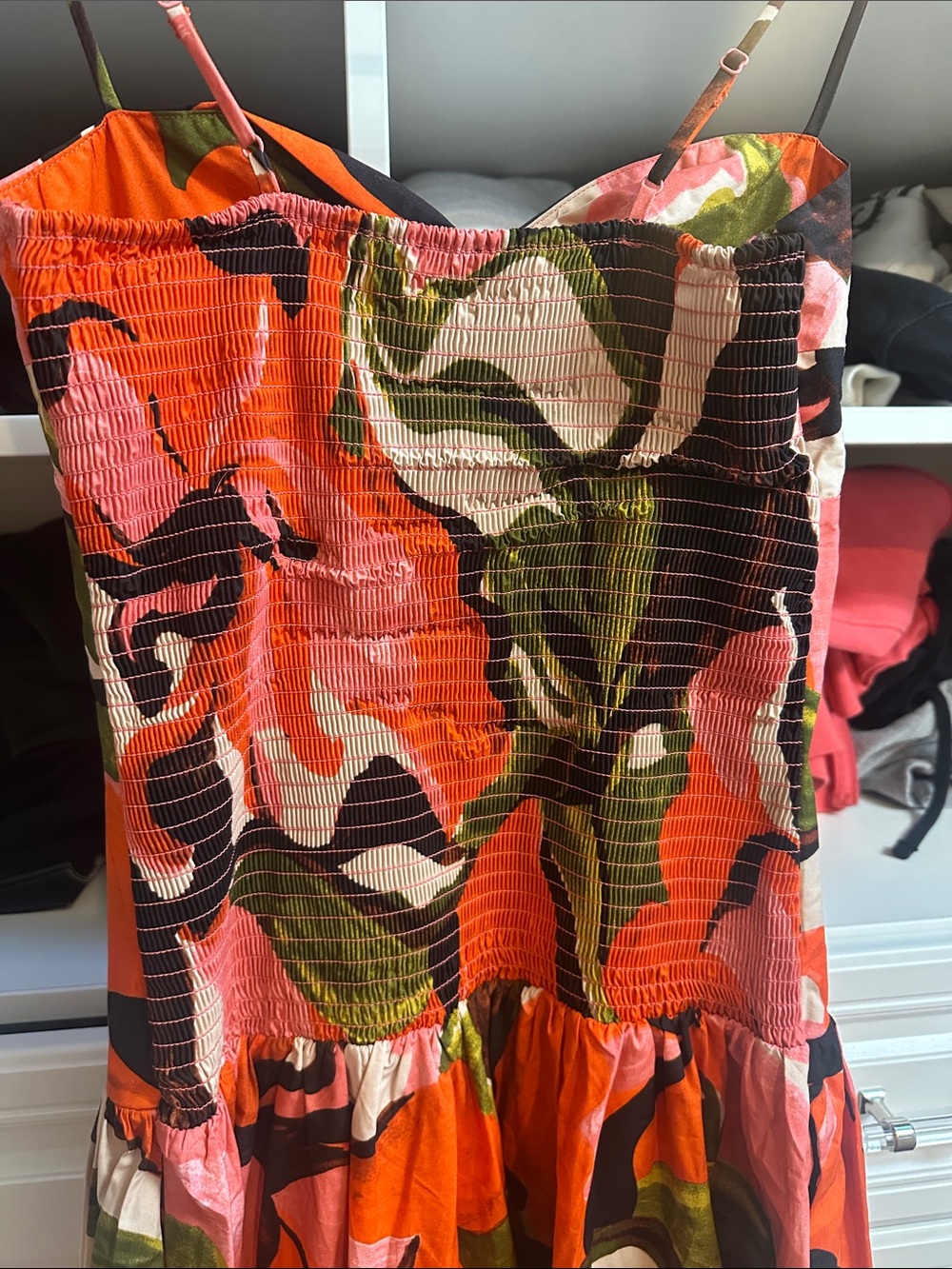 Express Floral Poplin Sweetheart Drop Waist Smocked Back Maxi Dress with Pockets - Picture 6 of 9